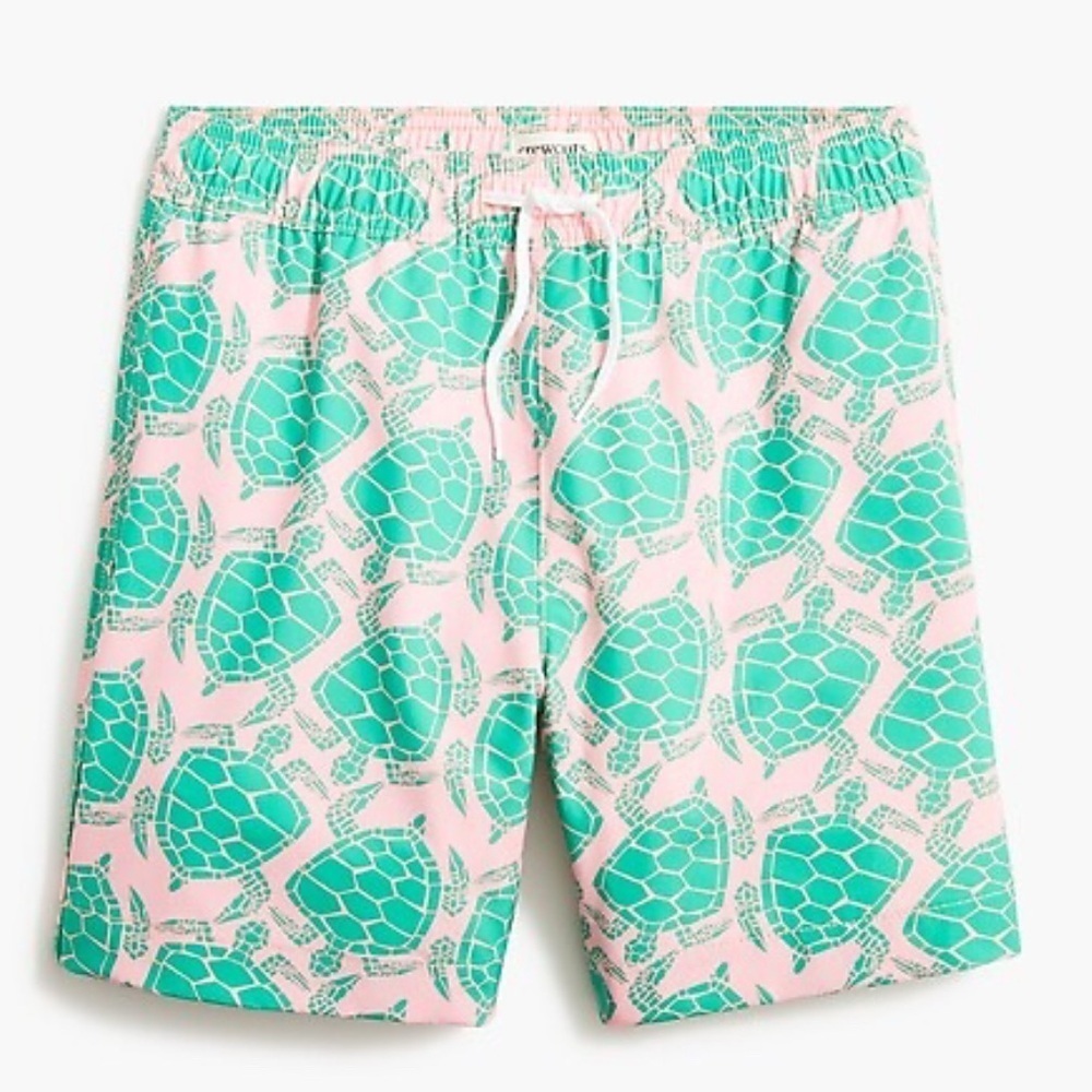 J Crew Crewcuts Pink and Green Turtle Swim Trunks, Size: 2T